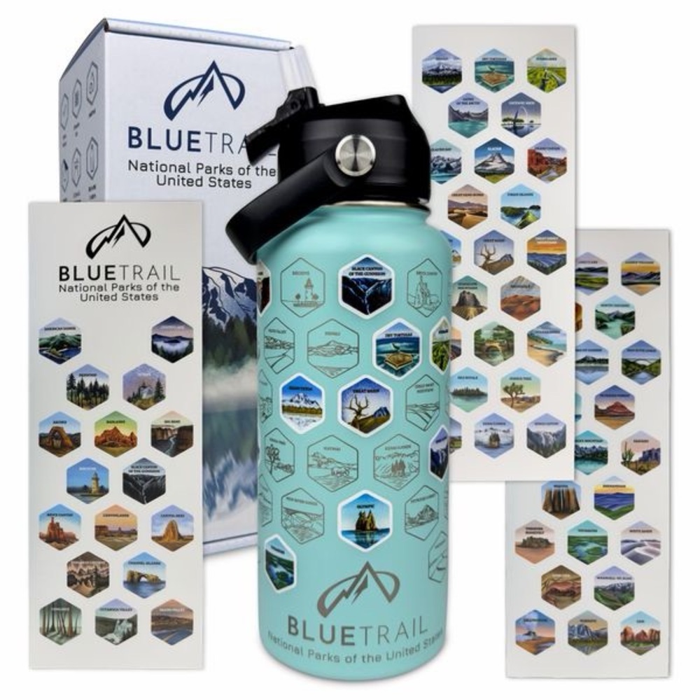 Blue Trail National Parks Water Bottle With Stickers